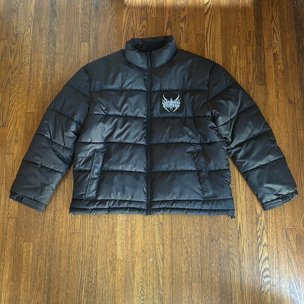 Broken Promises Men’s Black Puffer Jacket with Logo